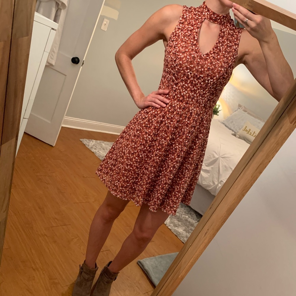 High Neck Crochet Midi Dress